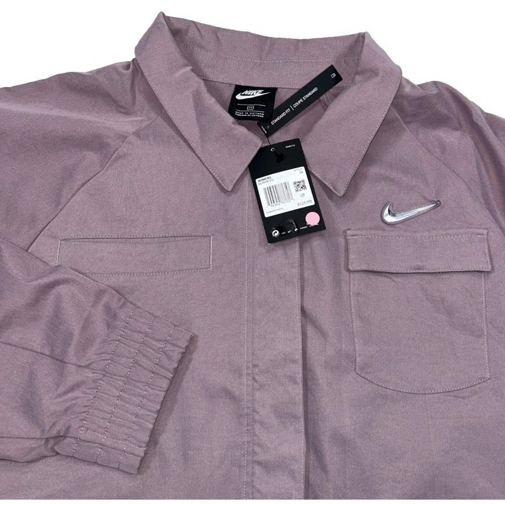 NWT Nike‎ Purple Smoke Womens 2X DC6939-531  Swoosh Cropped Utility Jacket